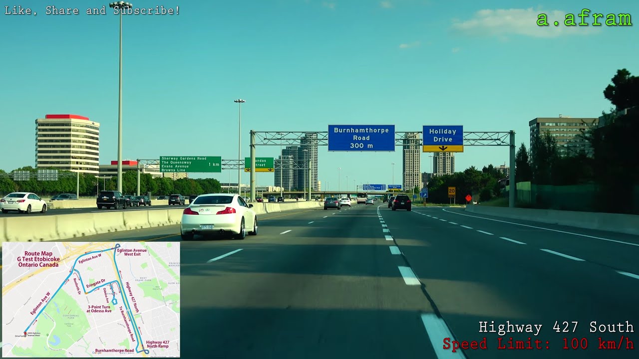 [4K] Toronto Etobicoke G (Highway, G2 Exit) Driving Road Test Route Ontario Canada
