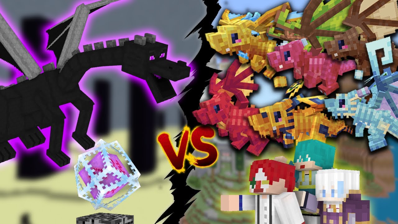 【マイクラ】赤ちゃんドラゴン100体でエンダードラゴンは倒せるか？【マインクラフト】