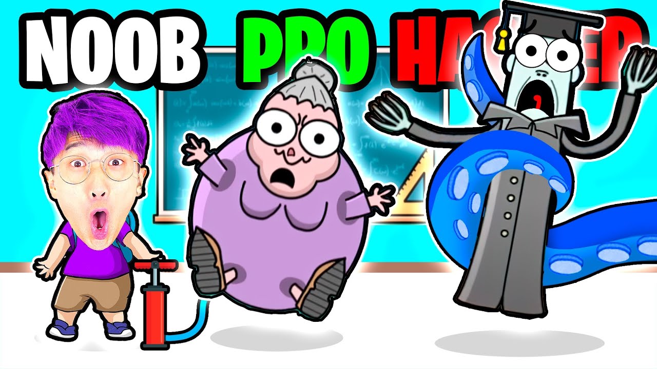 БЕЙ УЧИТЕЛЯ ВСЕ УРОВНИ + ВСЕ УЧИТЕЛЯ! (НООБ против ПРО против ХАКЕРА!)