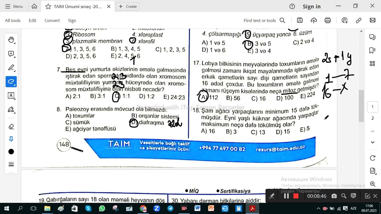 TAİM Ümumi sınaq  20