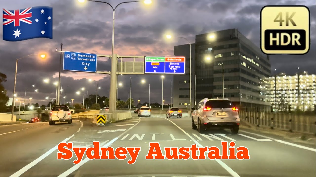 Sydney🇦🇺[4K HDR City Suburbs  Driving Tour ]International Airport (syd) To Domestic Airport T2 /T3