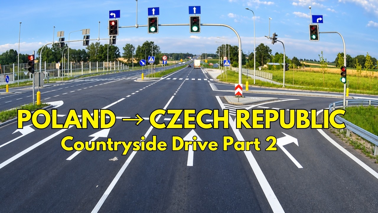 Driving from Poland to Czech Republic | Countryside Fields Drive