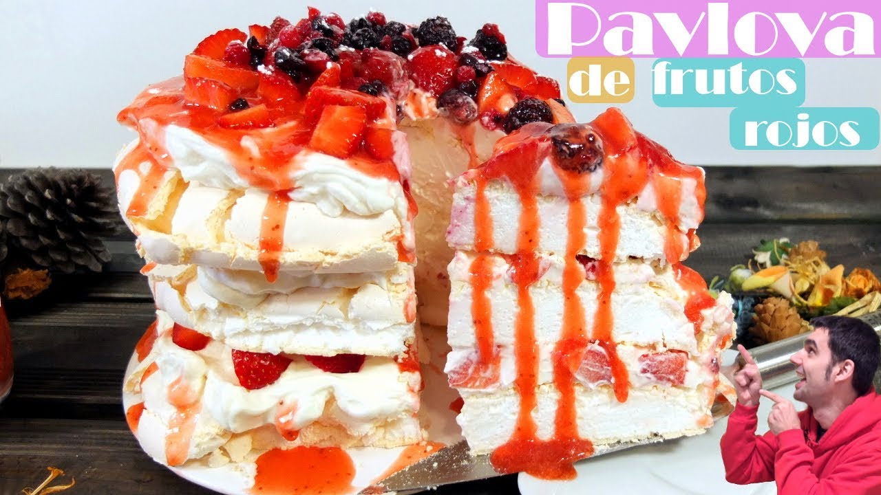 PAVLOVA de FRUTOS ROJOS, 😍😋 pastel de merengue delicioso. Receta # 478
