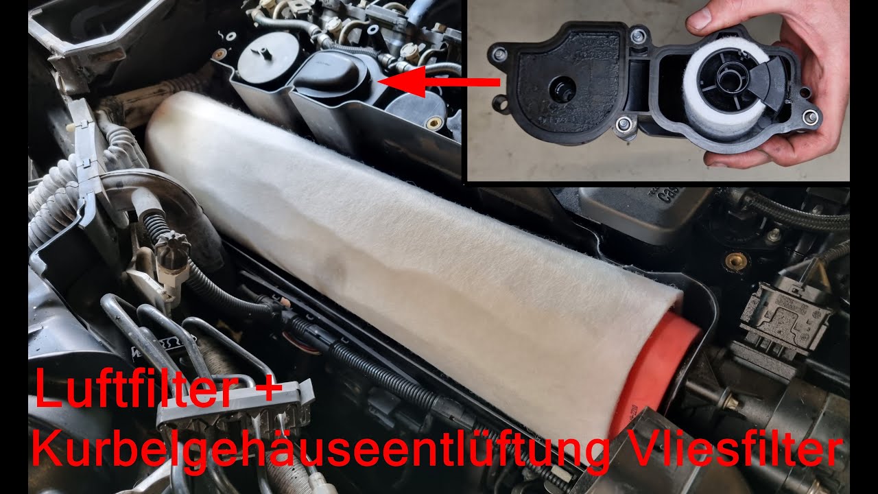BMW E60 E61 M57 Luftfilter Wechsel und KGE Vliesfilter Einbau