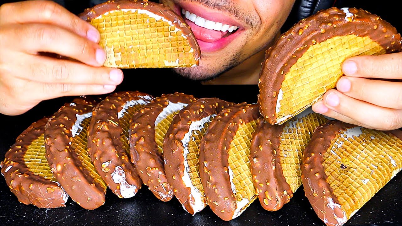 ASMR EATING ICE CREAM TACOS MUKBANG WAFFLES CHALLENGE NO TALKING JERRY