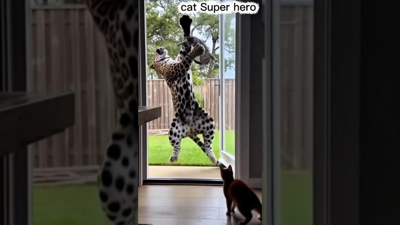 Brave Cat vs Leopard 🐆😼 | Shocking Backyard Fight | Realistic CCTV Footage #bigcatswildlife