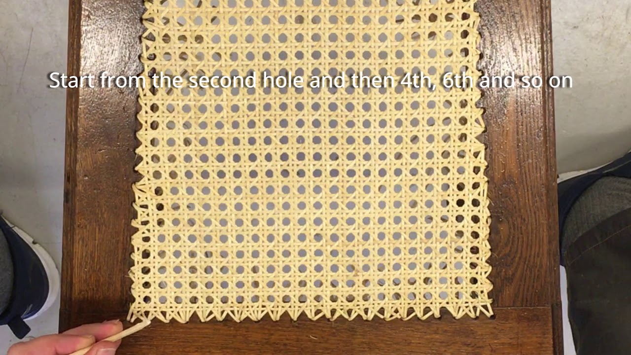 Re caning a chair with pre-woven cane webbing