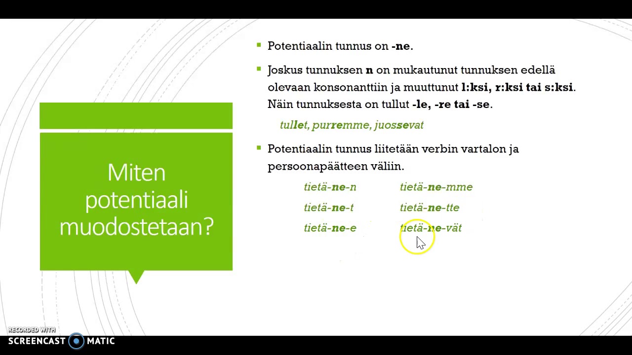 Verbin modukset: potentiaali
