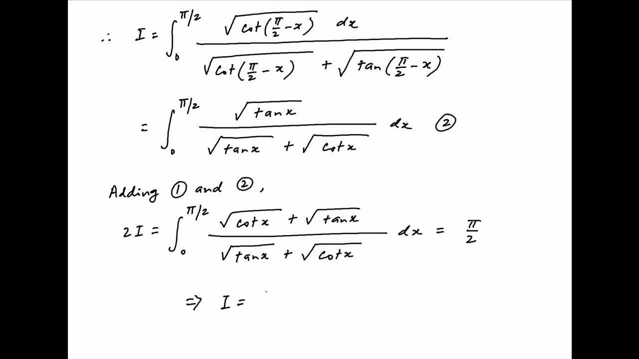 Find the definite integral of sqrt(cotx) / [sqrt(cotx) + sqrt(tanx)] where x varies from 0 to PI/2.