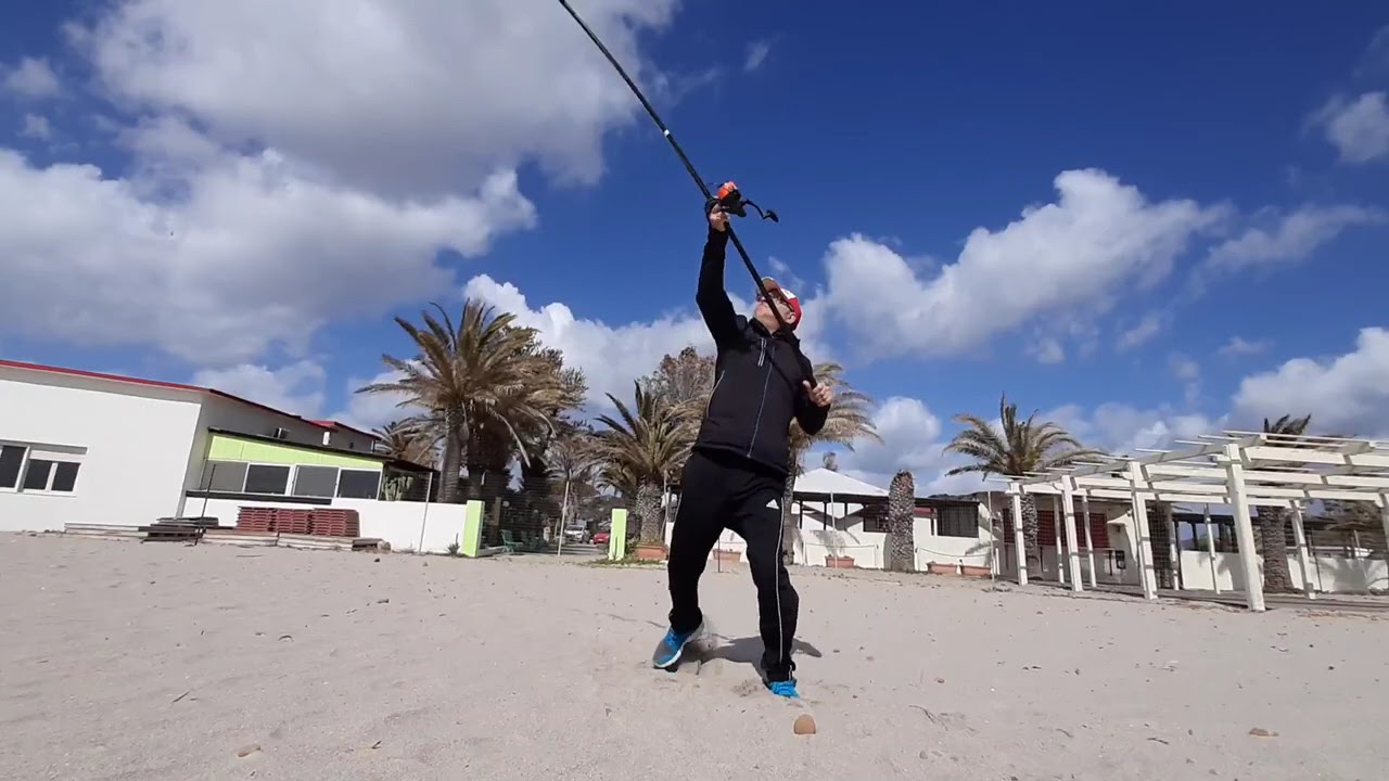 Surfcasting tecnica lancio ground  e side cast cast riprese frontali