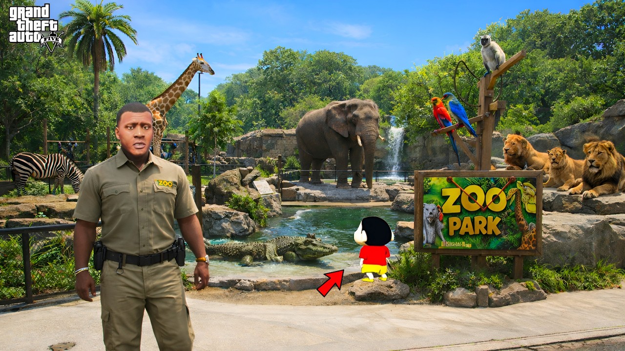 GTA 5 Franklin Visits Dangerous Zoo Park 😱 Lions, Tigers & Wild Animals!