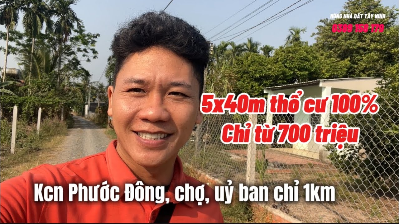 Chỉ 700 triệu 5x40m thổ cư 100% kcn Phước Đông #godau #hungnhadattayninh #phuocdong #nhadattayninh 