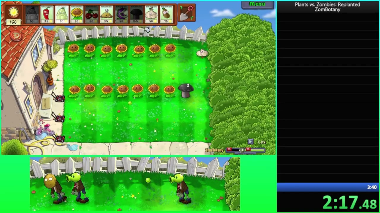 Plants vs. Zombies: Replanted - ZomBotany Speedrun in 3m 26s (no speedup)