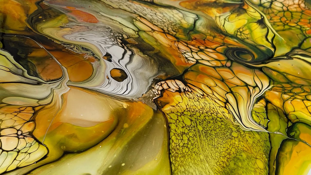 #281 Acrylic Fluid Painting Using Blow Dryer, Some Scoops And Some Modifications - Amazing Results!
