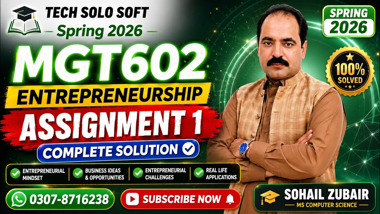 MGT602 Assignment 1 Solution Spring 2026 | Entrepreneurship 100% Solved with PDF | Tech Solo Soft