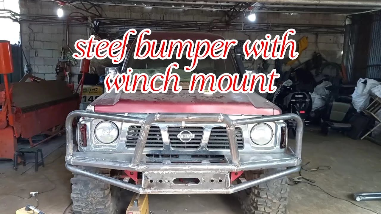 steel bumper with winch mount in nissan patrol #manongsteel #nissanpatrol #pitbullbars4x4