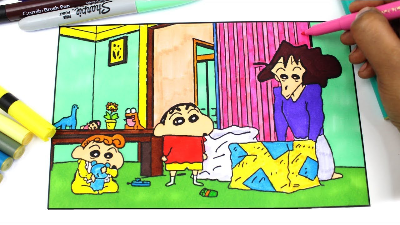 colouring Shin Chan and Action Kamen, Shin Chan colouring pages for kids