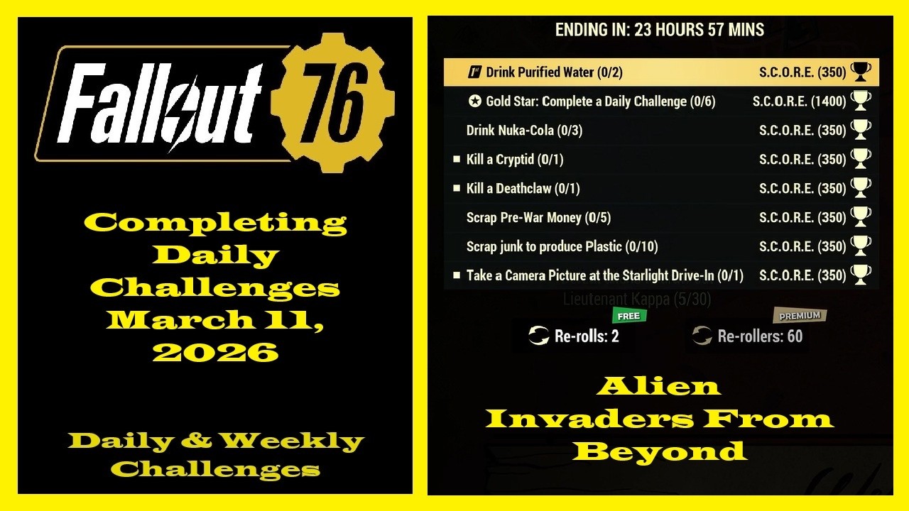 Completing Daily Challenges For March 11, 2026 - Fallout 76 Daily Challenges Guide - Aliens Are Back