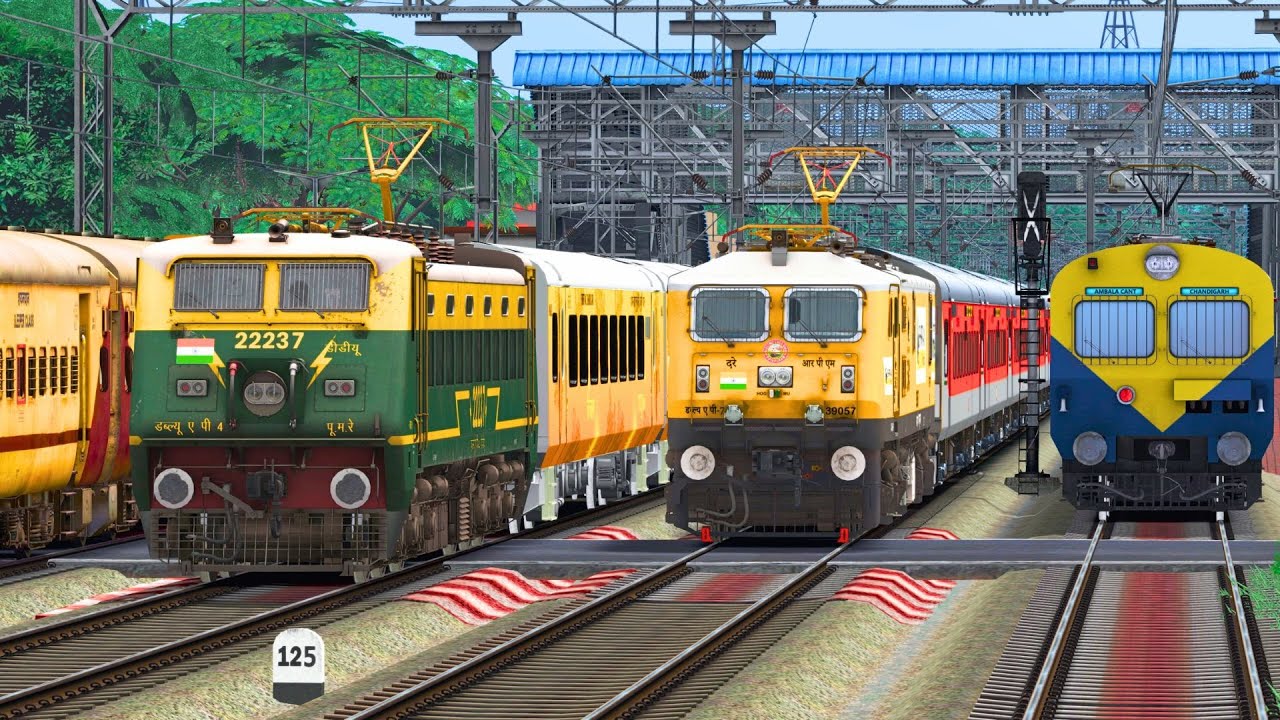 TEJAS RAJDHANI ICF OVERTAKE MEMU TRAIN | BUMPY RAILROAD | Train Simulator | Railwork | NTG GAMING