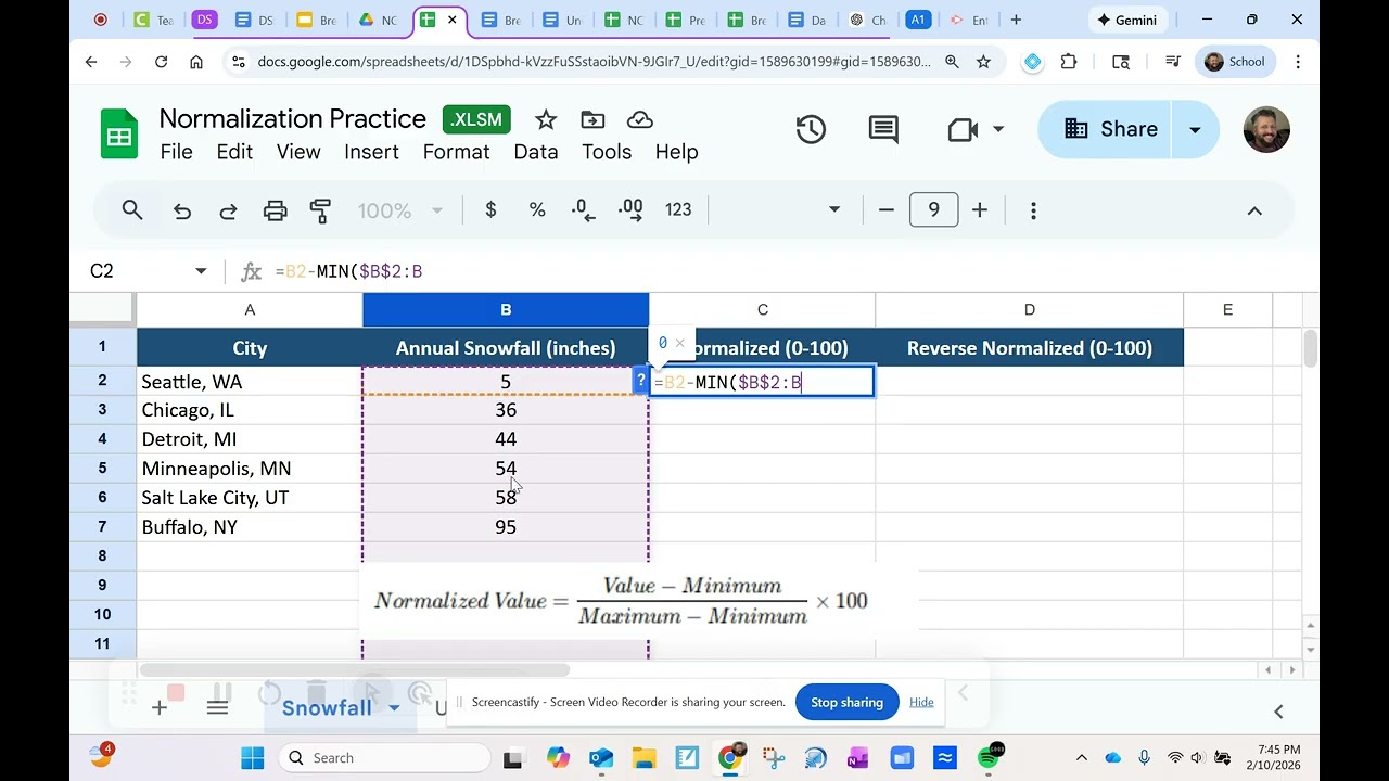 Normalization on Google Sheets