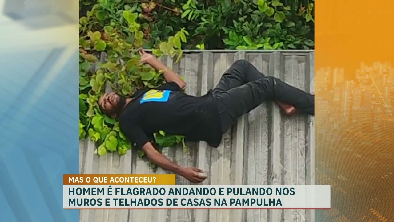 Homem é flagrado andando e pulando nos muros e telhados de casas na Pampulha, em BH