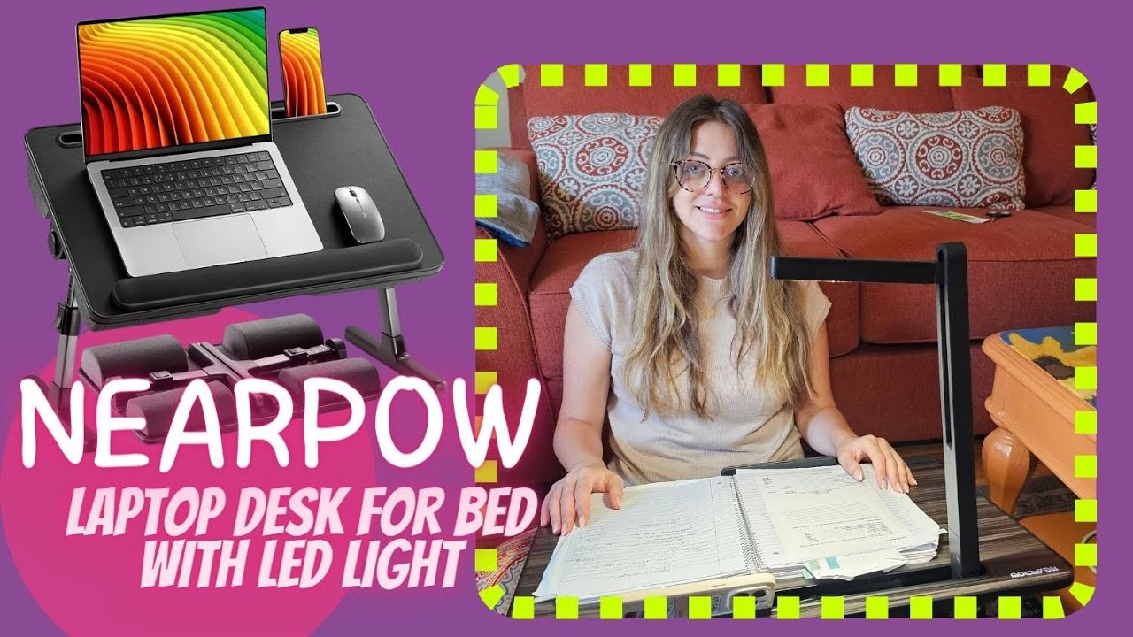 multifunctional lap desk with Light Height Adjustment & 35&deg; Adjustable Tilt Angle 4 Working & Eating