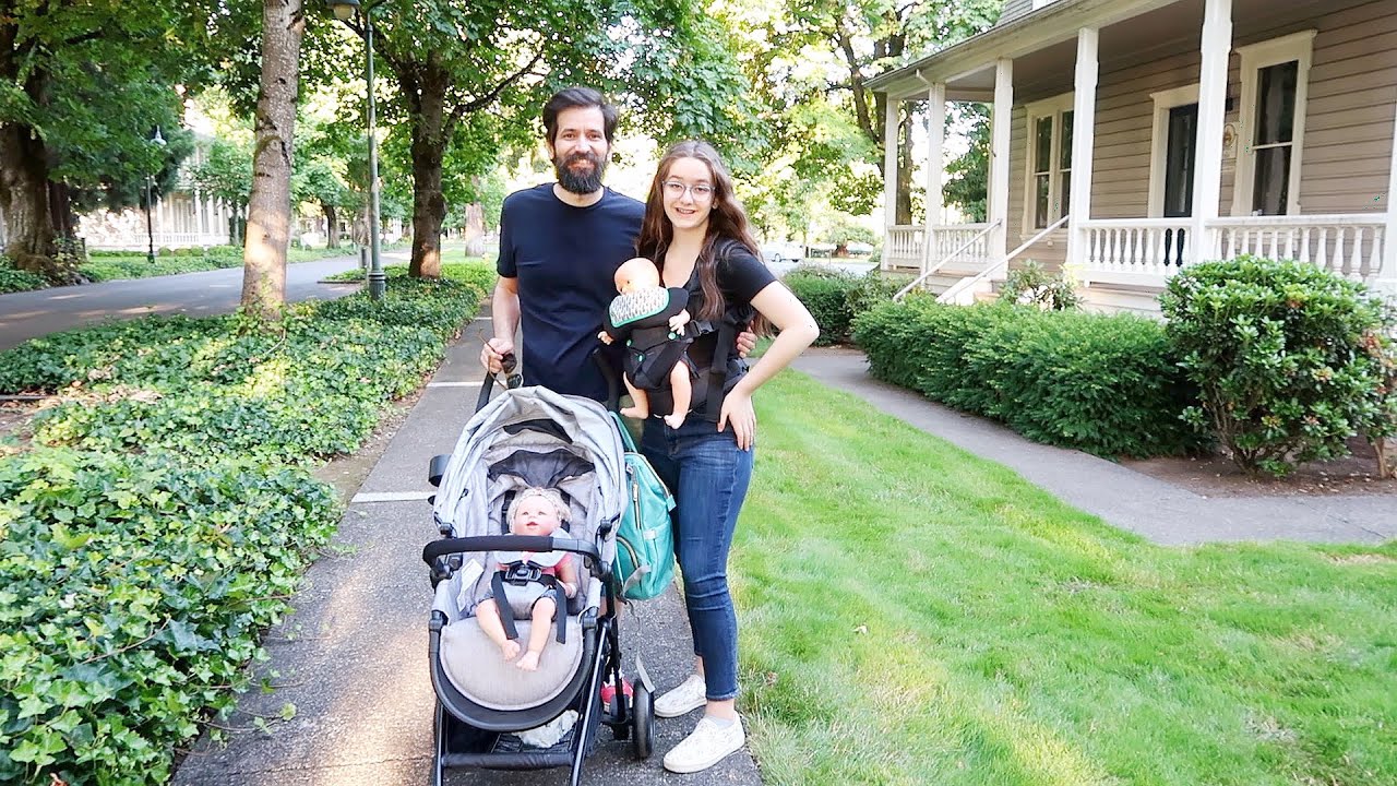 Taking Reborn Baby Doll and Silicone Baby on an Outing in Stroller and Carrier