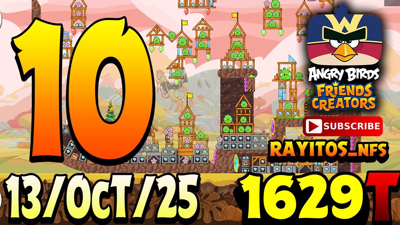 Прохождение турнира Angry Birds Friends 10 уровня, рекорд 1629, POWER-UP