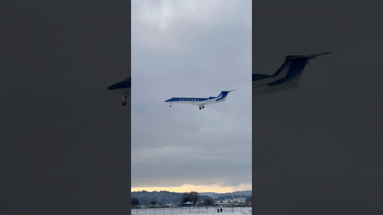 Azerbaijan Airlines Gulfstream G650 landing in Zürich!