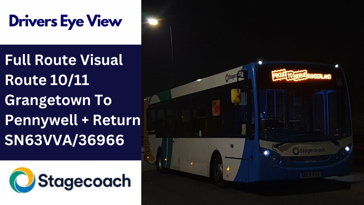 DEV: FULL ROUTE VISUAL | Stagecoach NE Bus Route 10/11 - Grangetown To Pennywell | SN63VVA/36966