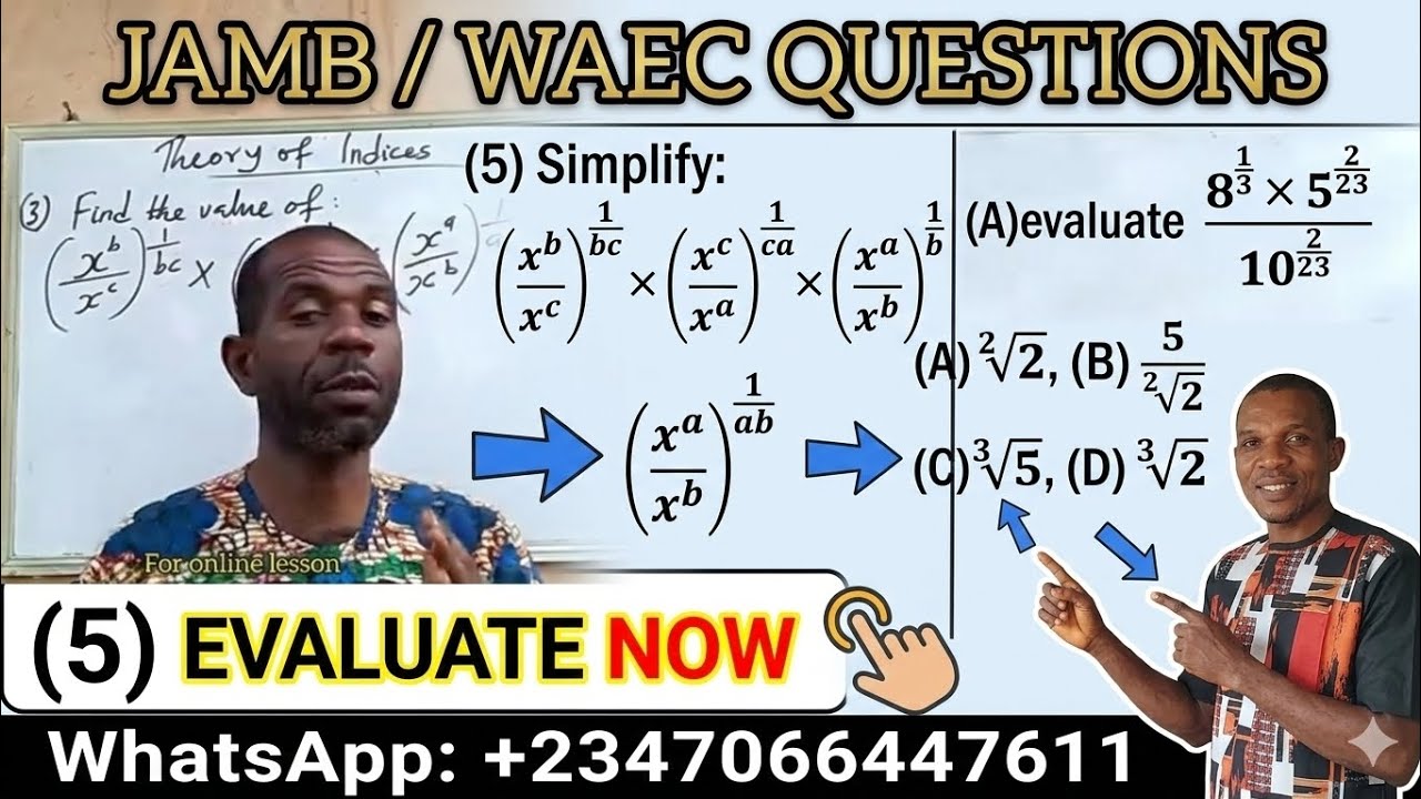 THEORY OF INDICES ( JAMB / WAEC ) 