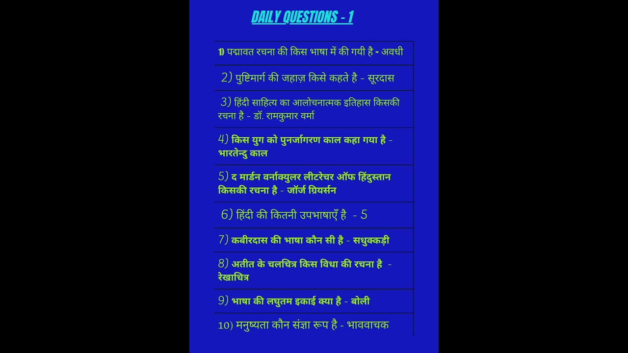 📌 Daily Questions 1️⃣ From HSA Hindi - PYQ (Category No - 128/2023)