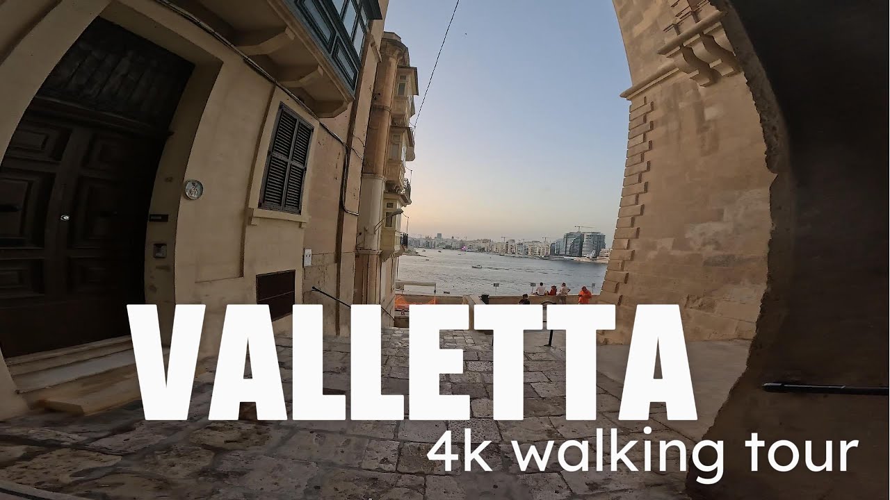 4K 60fps IMMERSIVE Valletta Malta Walking Tour - Historic Streets & Sliema Views 2025 Summer 🇲🇹