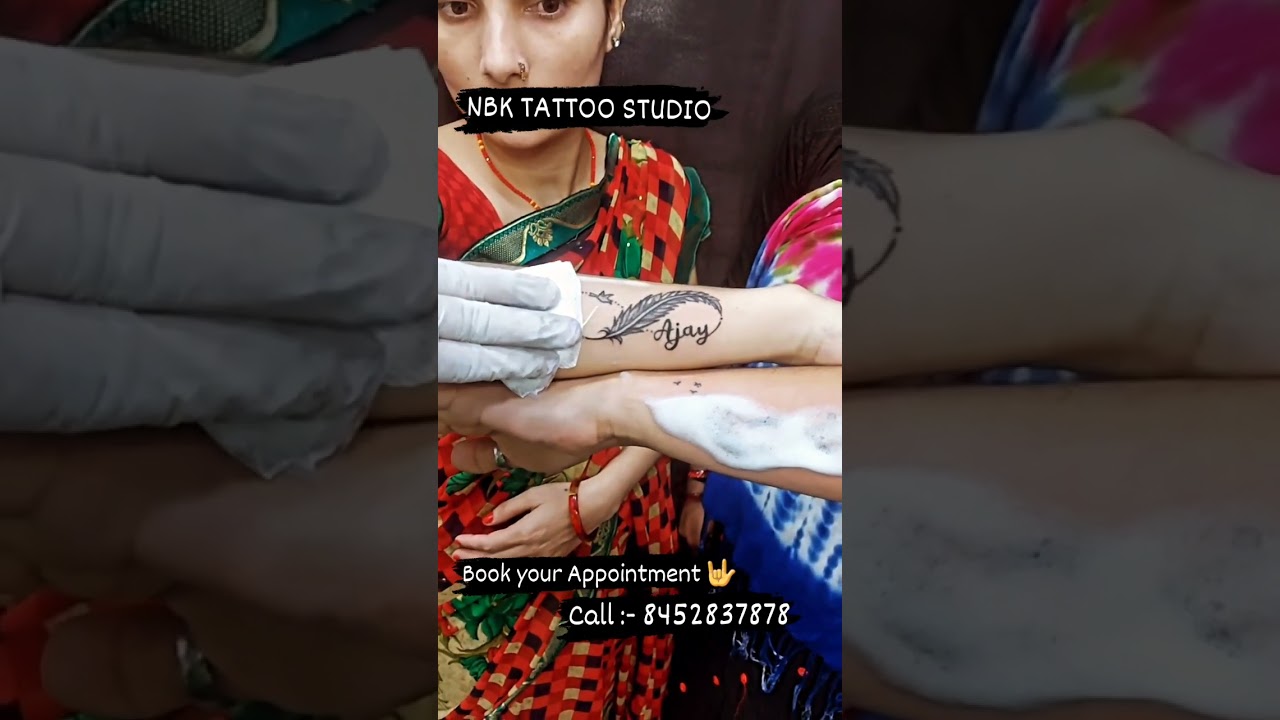 Cute & Lovely Feather with Name Tattoos | Latest Feather Tattoos For Women