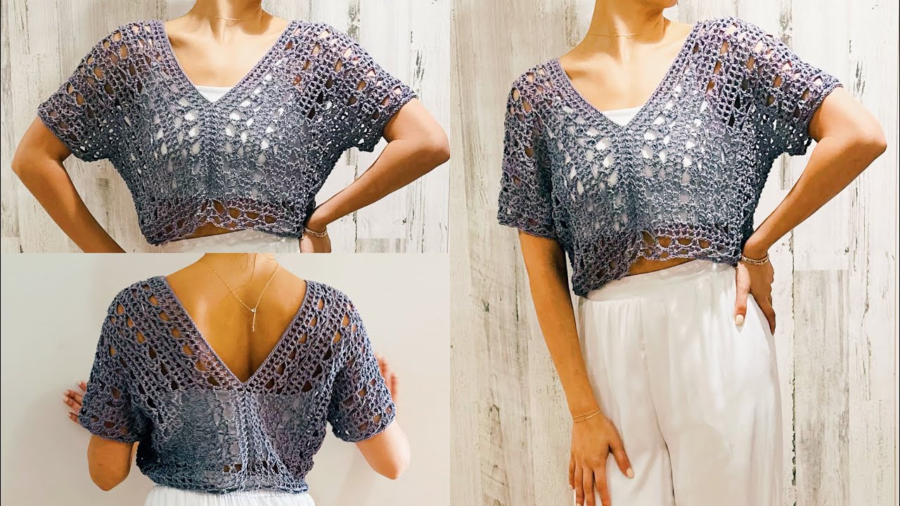 🩶 CROCHET LACE TOP - BLUSA ELEGANTE A CROCHET - DOS RECTANGULOS || TUTORIAL ||