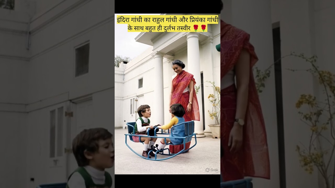 Indira Gandhi with rahul gandhi and priyanka gandhi