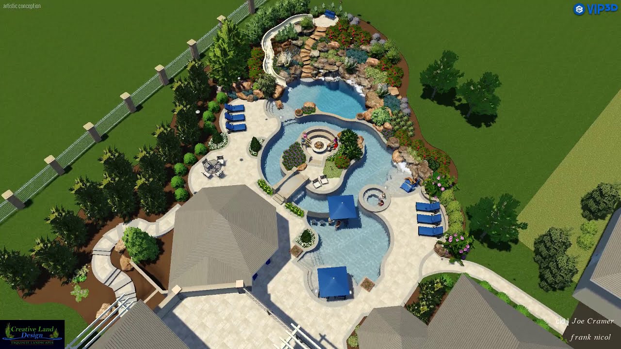 Custom Pool With Lazy River In Potomac Md- Creative Land Design