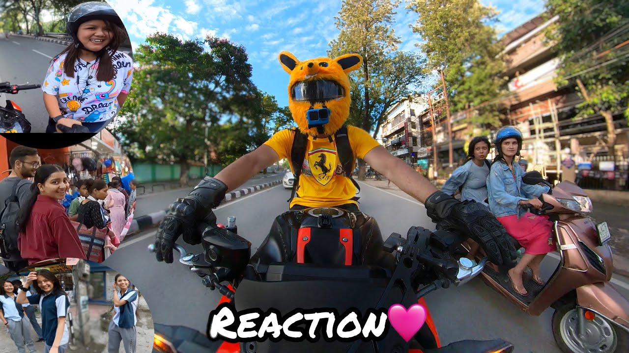 Cute Girl Reaction on Kawasaki Z900 | Bunny Helmet Cover | Market Reaction 3 #z900 #kawasaki #cute
