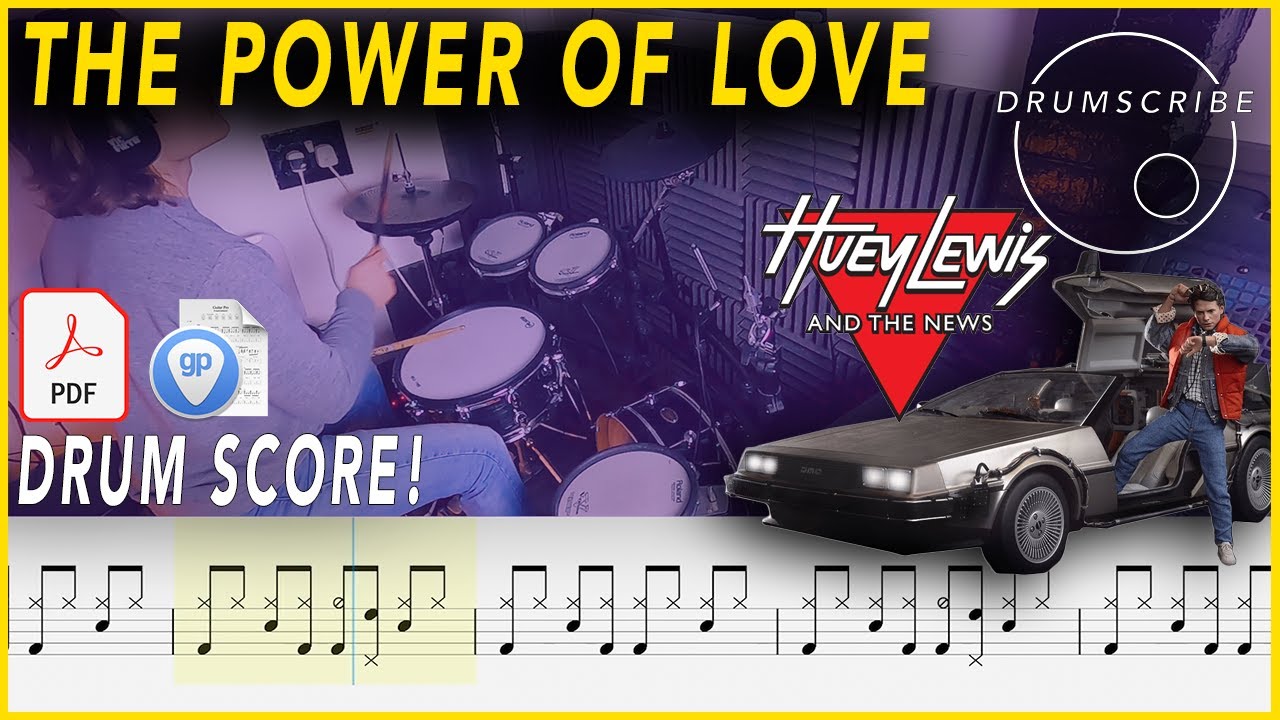 The Power Of Love - Huey Lewis & The News | DRUM SCORE Sheet Music | #236 DRUMSCRIBE