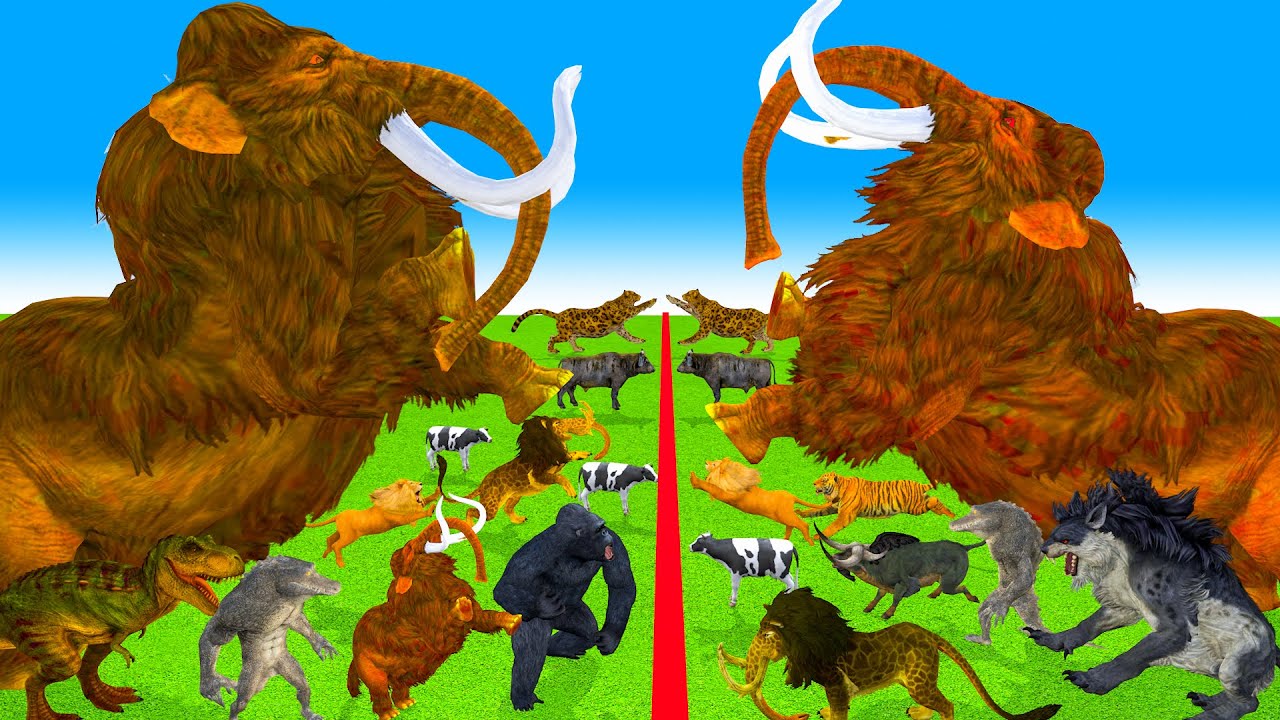 Prehistoric Mammals vs ARK Prehistoric Animals vs Dinosaur vs Woolly Mammoth Animal Epic Battle