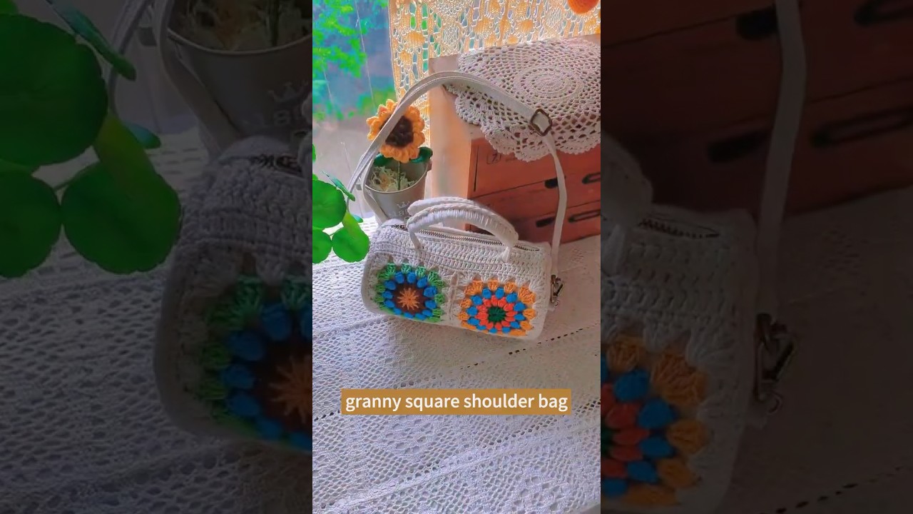 How to Crochet Granny Square Handbag | Crochet Granny Square Bucket Shoulder Bag