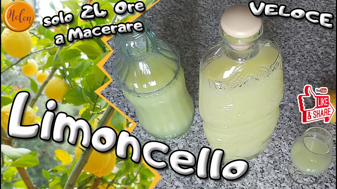 Limoncello VELOCE in 24 ore, la MIGLIOR ricetta bio della nonna, fatto in casa, liquore di limone