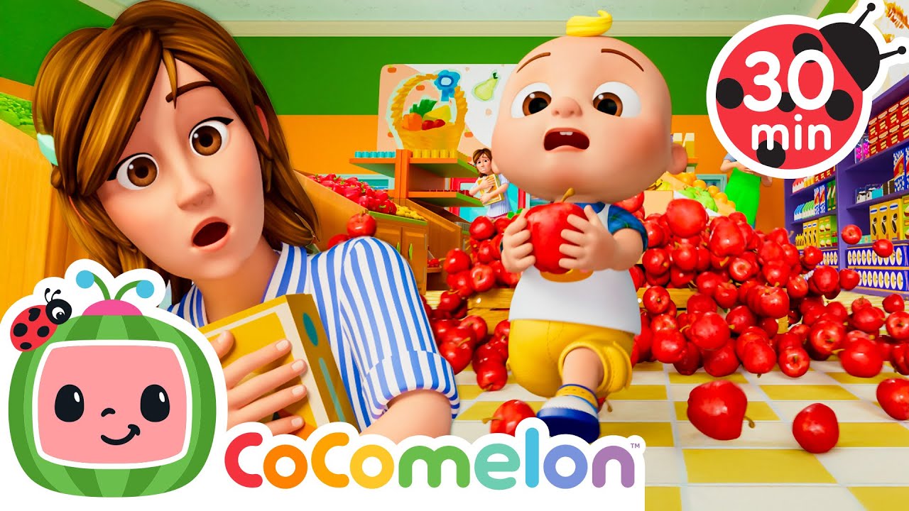 Grocery Store Apples & Bananas 🍎 30 MIN LOOP |  Karaoke Nursery Rhymes & Kids Songs - CoComelon