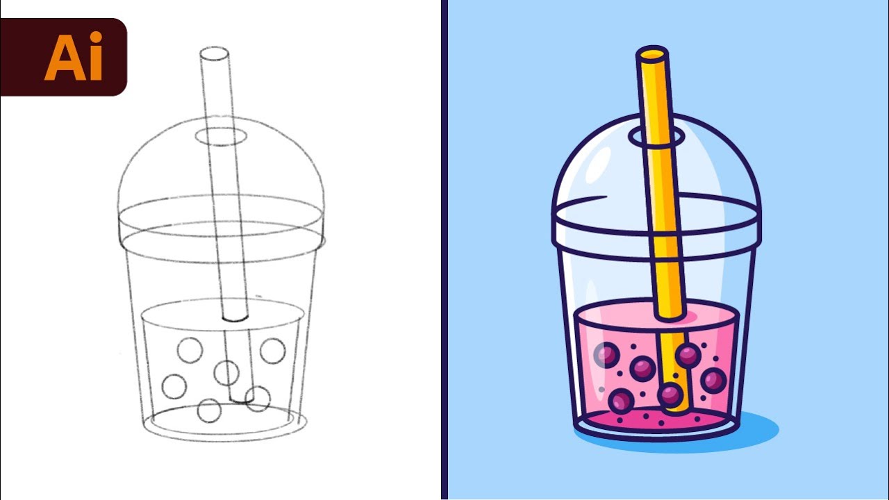 Учебное пособие по Adobe Illustrator: создание векторного рисунка с рисунком «Bubble Tea» шаг за ...