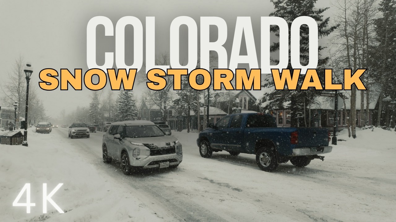 Snowstorm Walk in Breckenridge, Colorado (4K) | Moose Encounter on Main Street!
