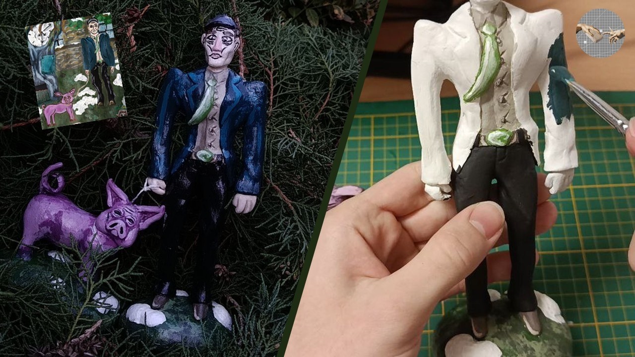 How i PAINTED 2 of my CLAY characters - Garden and Blossom🐷 | Air-Dry clay figure painting🖌️
