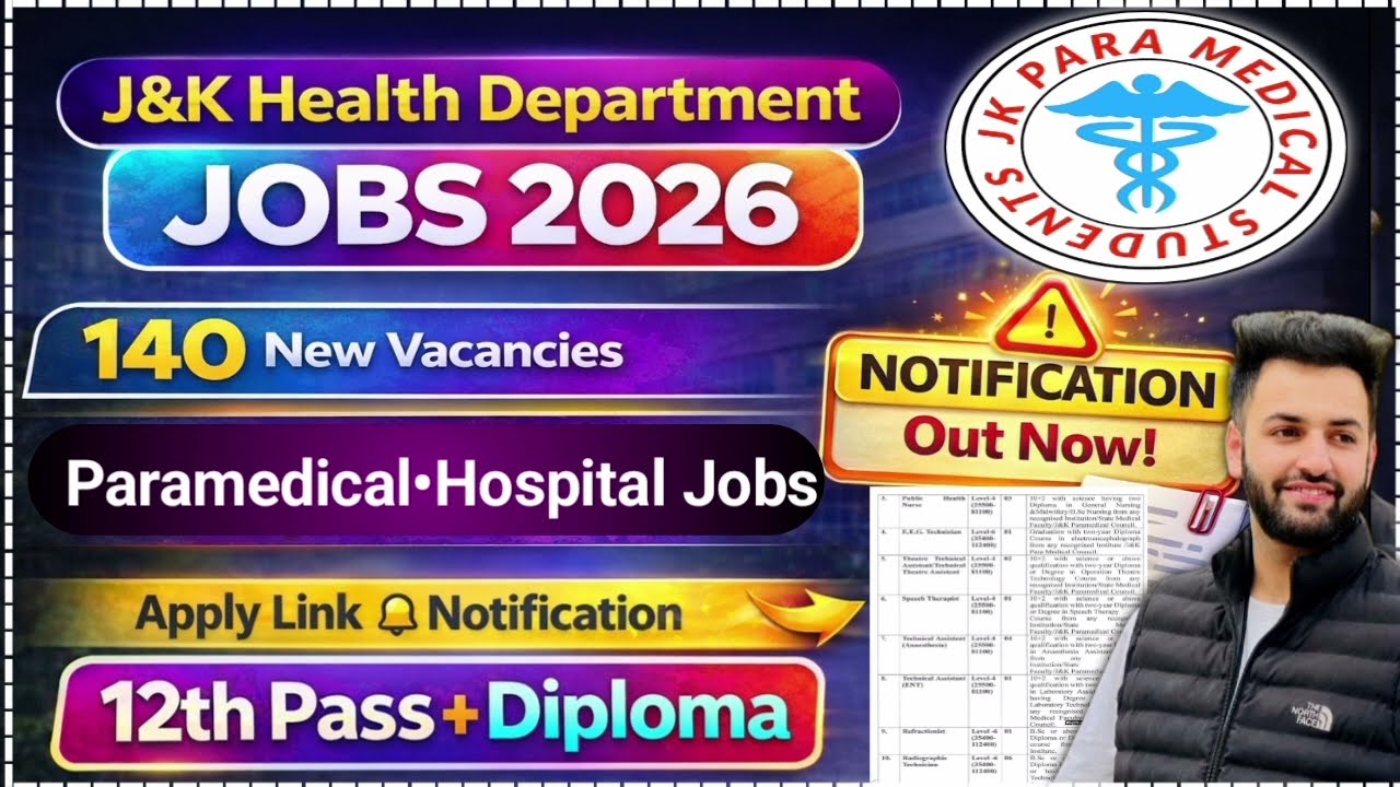 J&K Health Department Jobs 2026 | 12th Pass GMC Jobs Out | 140+ New Vecancies Apply Now Jk Jobs 