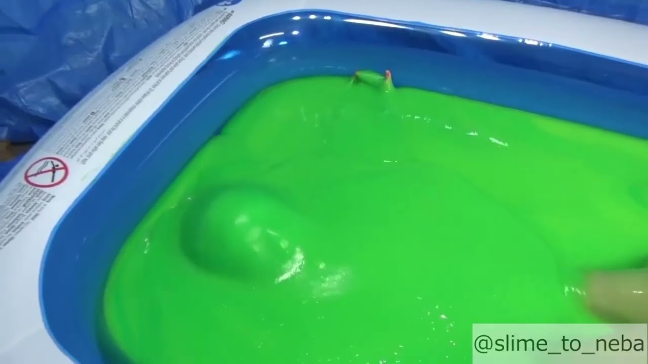 Japanese Woman Enmergine Out of the Thick Stretchy Green Slime While Still Completely Covered