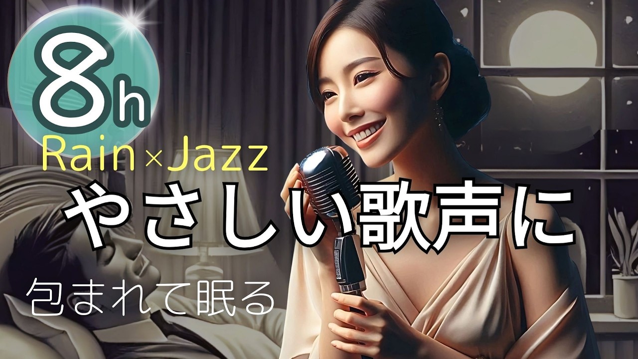 【Крепкий сон】Только сон｜Дождь × Нежный женский вокал 8 h Sleep Jazz｜1-мин затемнение