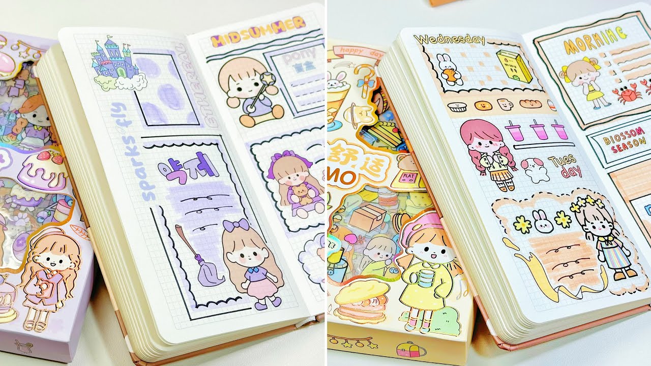 stickers journaling 💕cute kawaii sticker🌈 Immersive ASMR bullet journal | Compilation 68